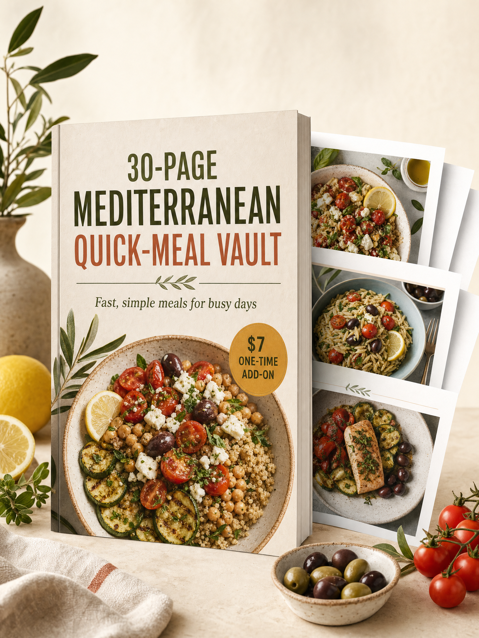 30-page Mediterranean Quick-Meal Vault ebook mockup