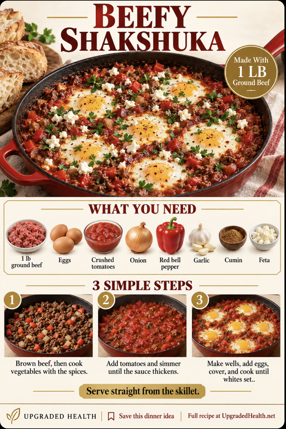 Beefy Shakshuka with Eggs and Tomato Sauce