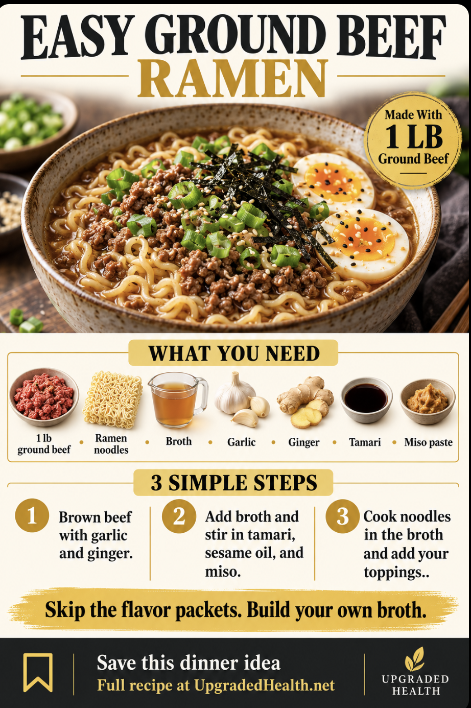 Easy Ground Beef Ramen with Homemade Broth