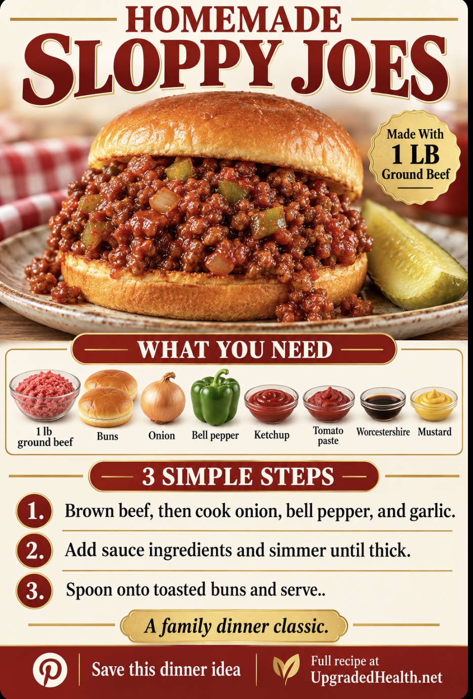Easy Homemade Sloppy Joes with Ground Beef