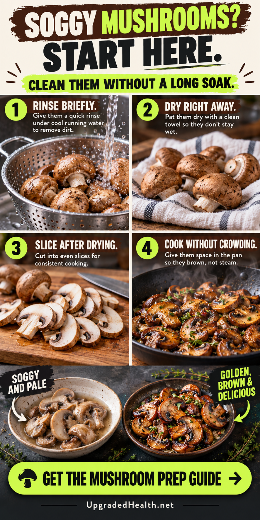 How to Clean Mushrooms Without Making Them Soggy — illustrated kitchen guide.