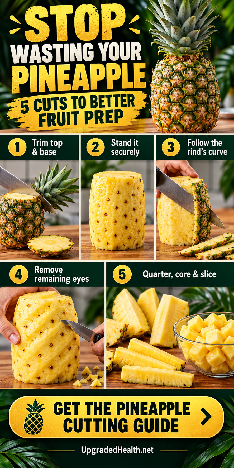 How to Cut a Pineapple With Less Waste — visual kitchen guide.