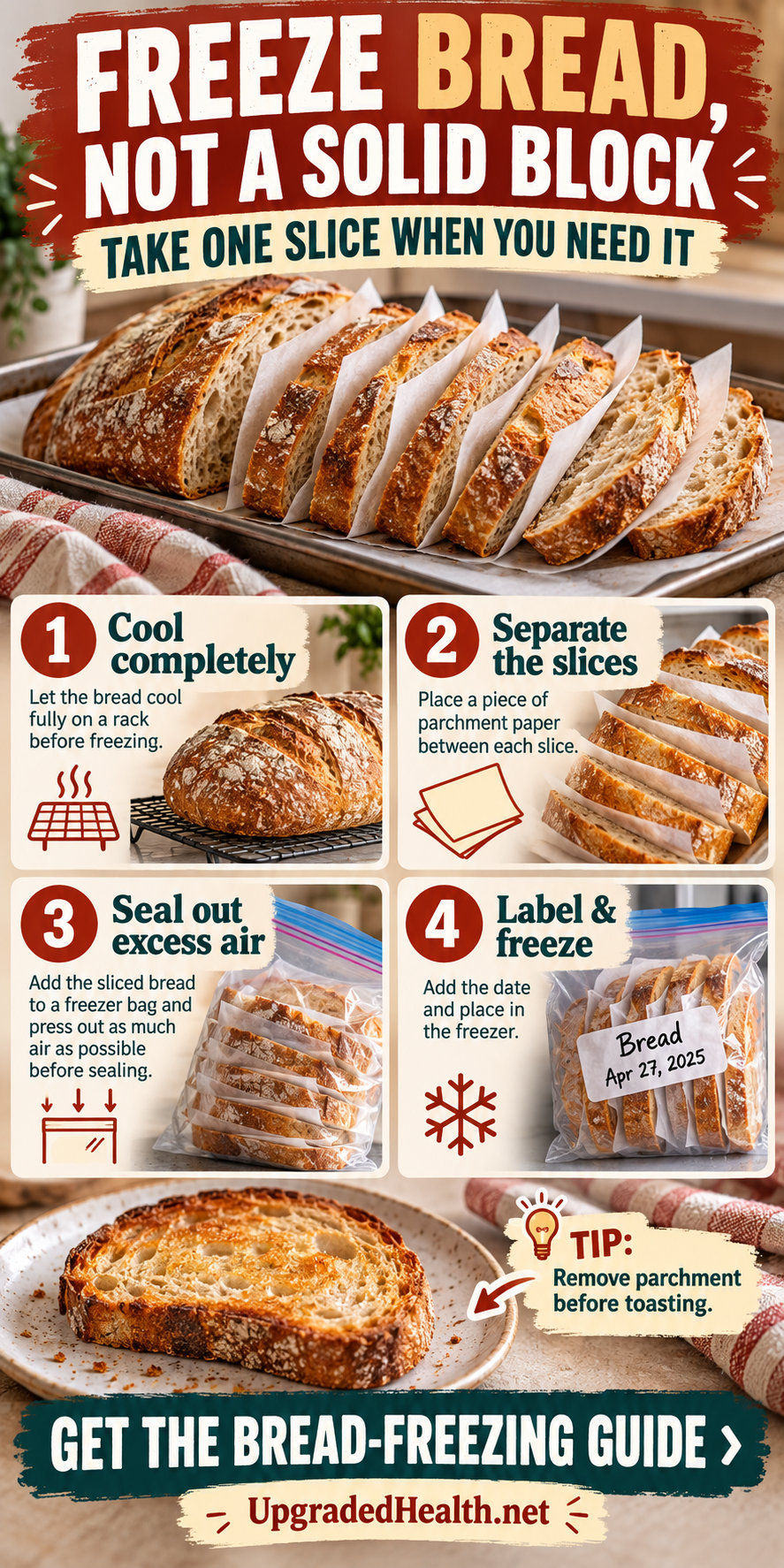How to Freeze Bread Without Slices Sticking Together — visual kitchen guide.