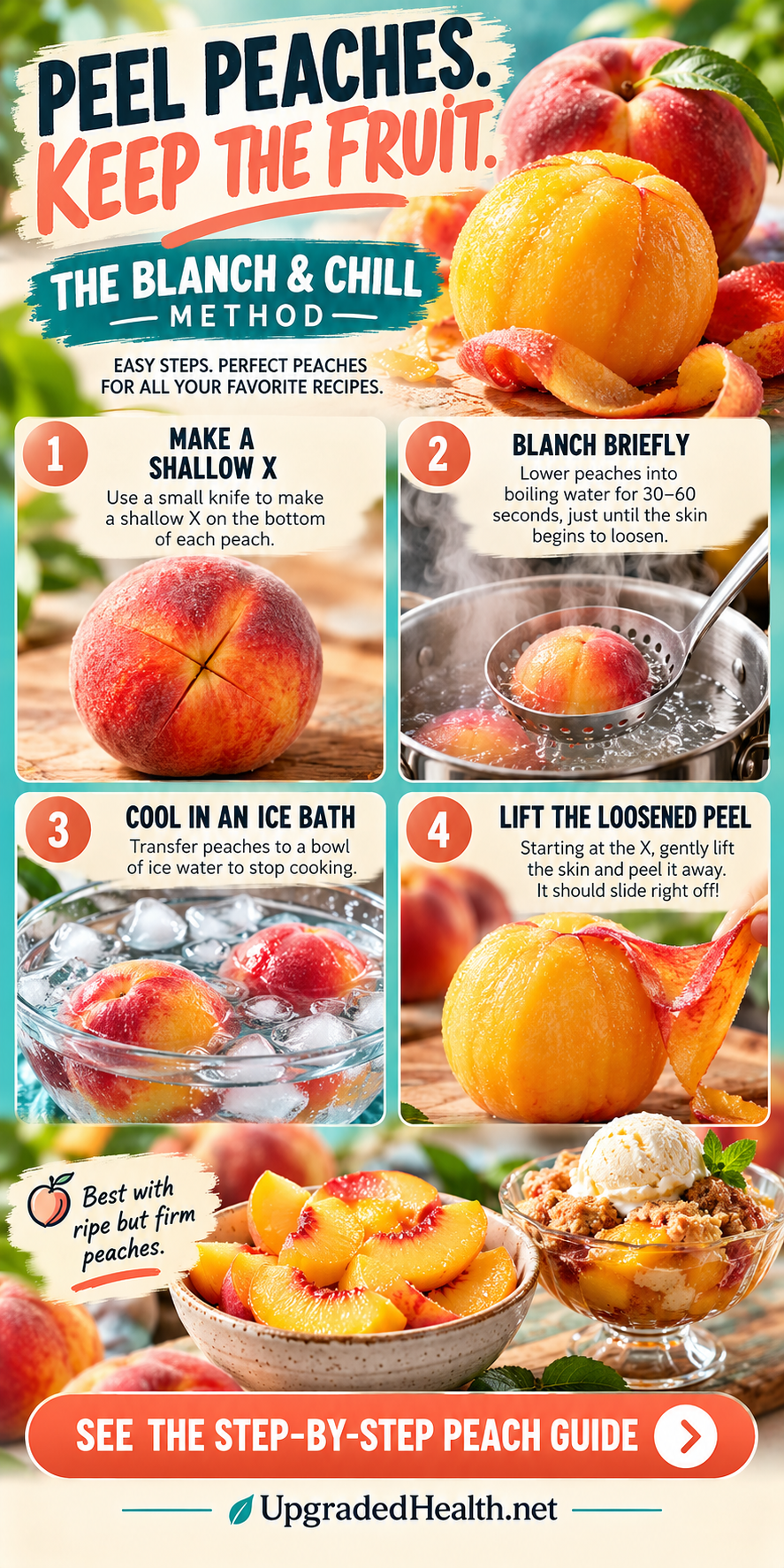 How to Peel Peaches Without Wasting the Fruit — visual kitchen guide.