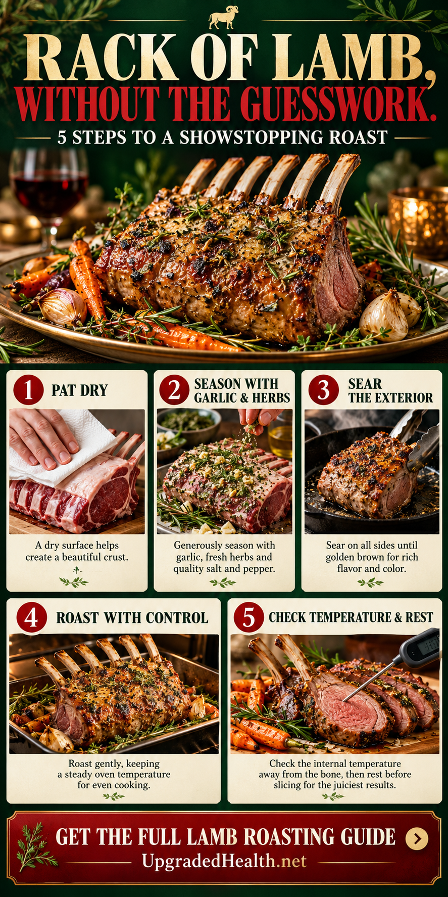 How to Roast a Rack of Lamb With Garlic and Herbs — visual cooking guide.