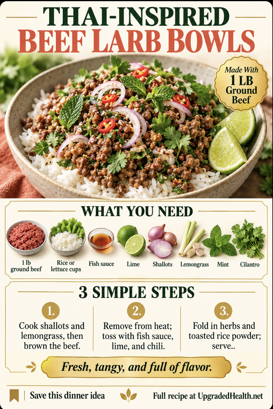 Thai-Inspired Ground Beef Larb Bowls
