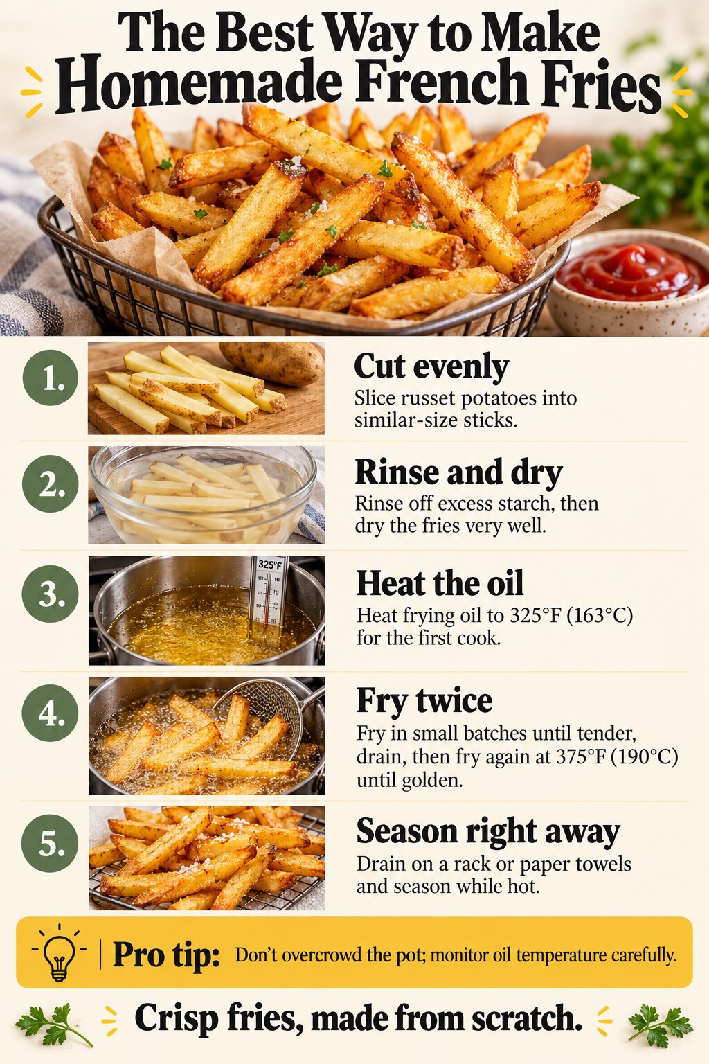 The Best Way to Make Homemade French Fries — five-step cooking infographic