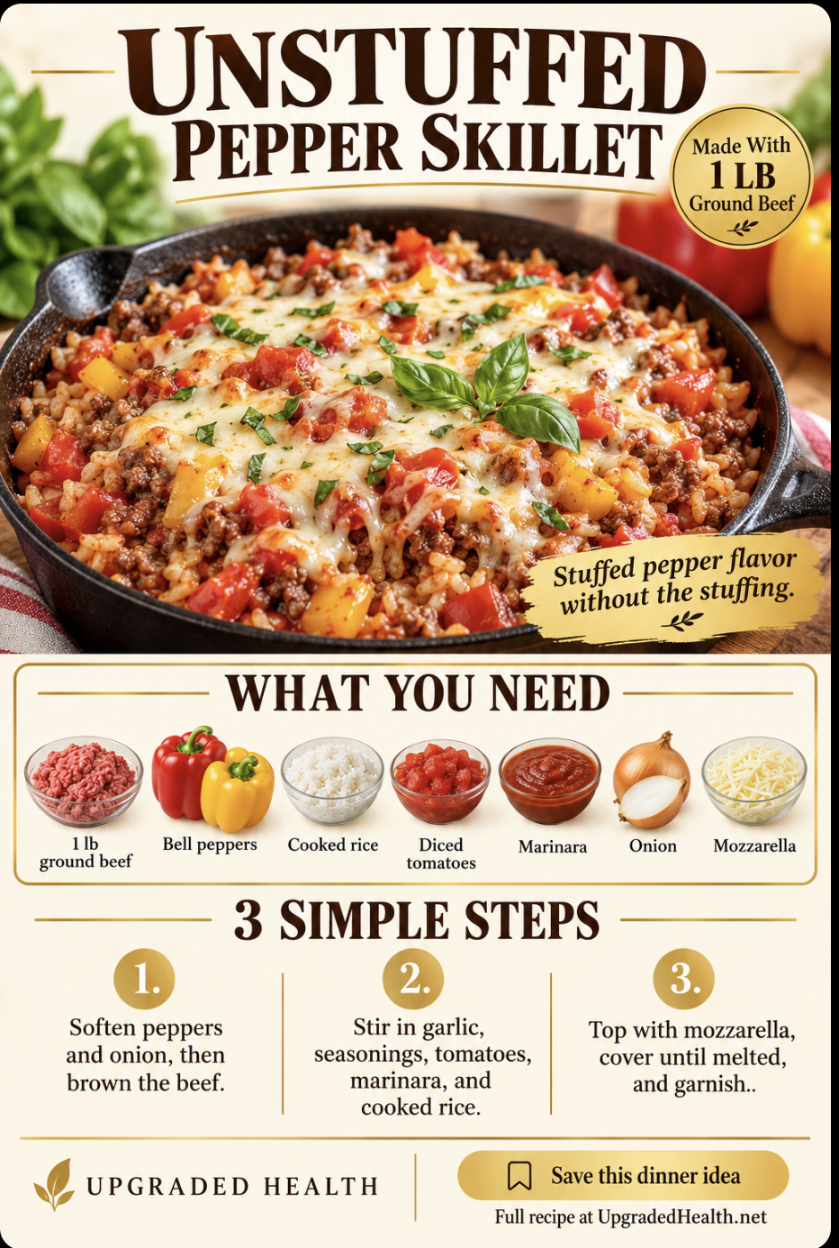 Unstuffed Pepper Skillet with Ground Beef and Rice
