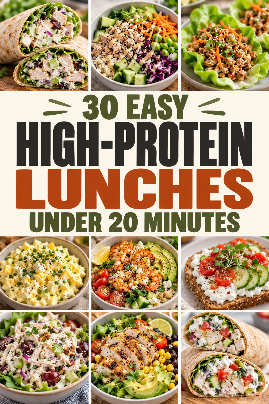 30 Easy High-Protein Lunches Under 20 Minutes infographic