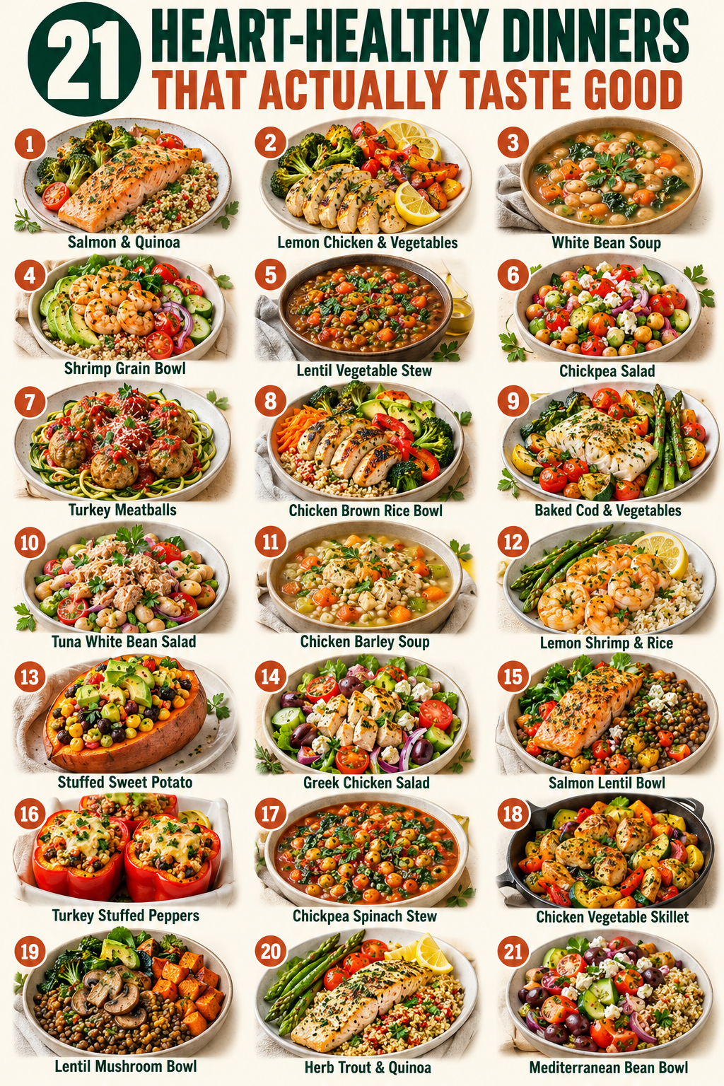 21 Heart-Healthy Dinners That Actually Taste Good infographic