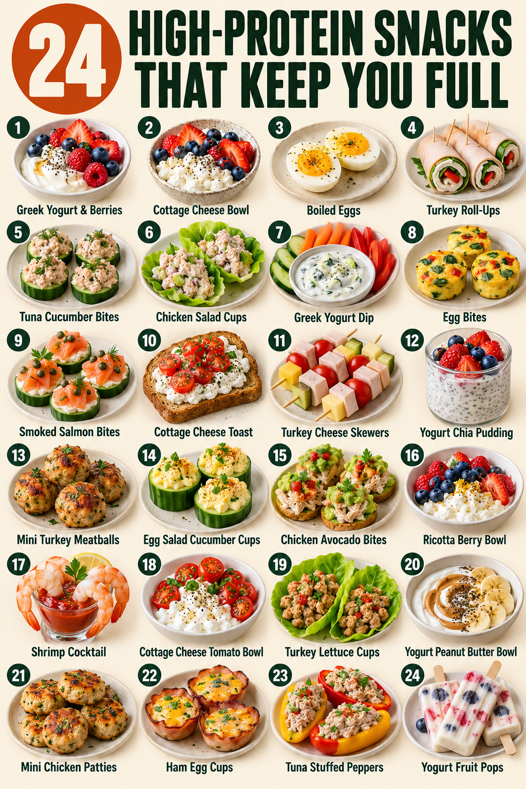 24 High-Protein Snacks That Keep You Full infographic