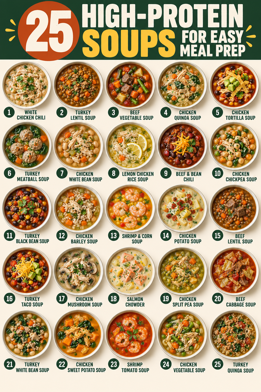 25 High-Protein Soups for Easy Meal Prep infographic