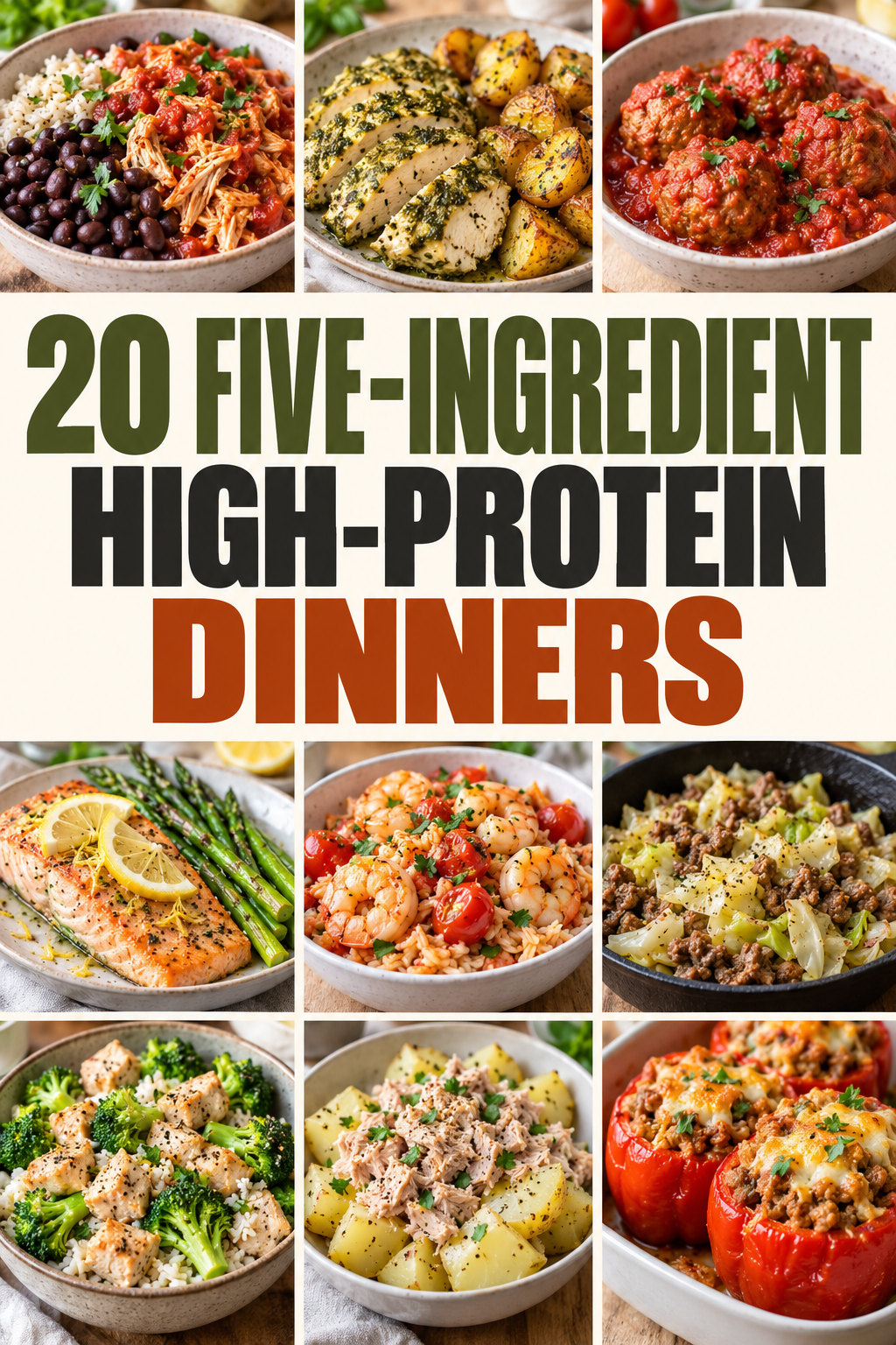 20 Five-Ingredient High-Protein Dinners infographic