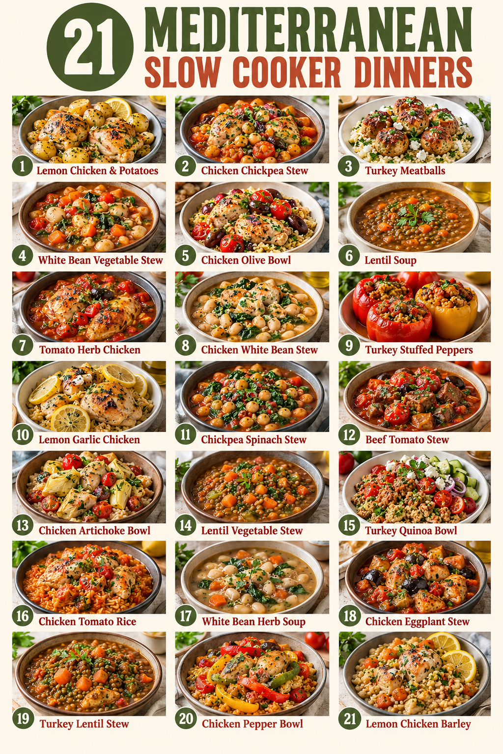 21 Mediterranean Slow Cooker Dinners infographic